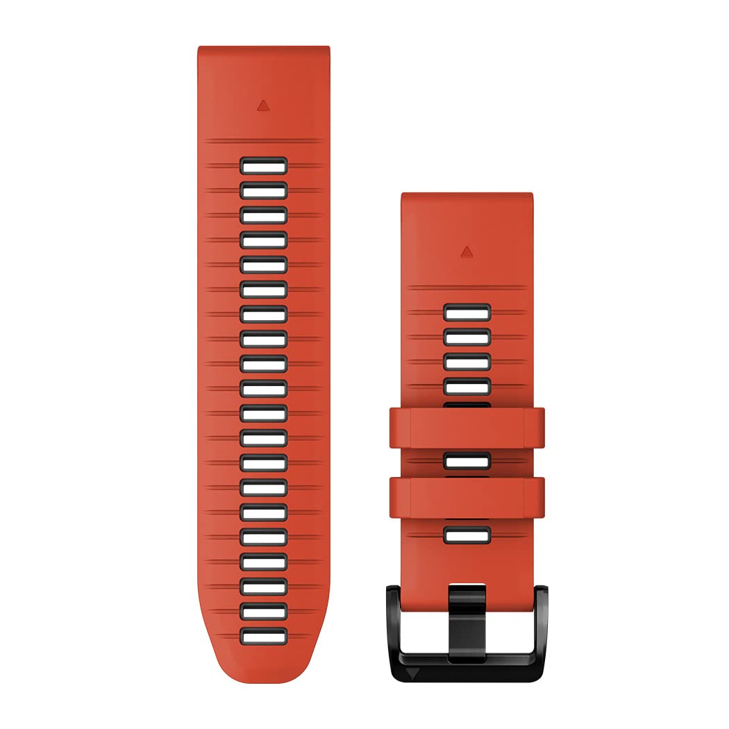 Garmin QuickFit Watch Bands (26mm), suitable for selected fēnix-, epix-, Descent-, D2-, Instinct-, Forerunner- and Tactix series smartwatches, Original accessory, Silicone, Flame Red/Graphite