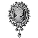 Pink-day Vintage Cameo Victorian Crystal Wedding Party Women Pendant Brooch Pin Jewelry (Silver)