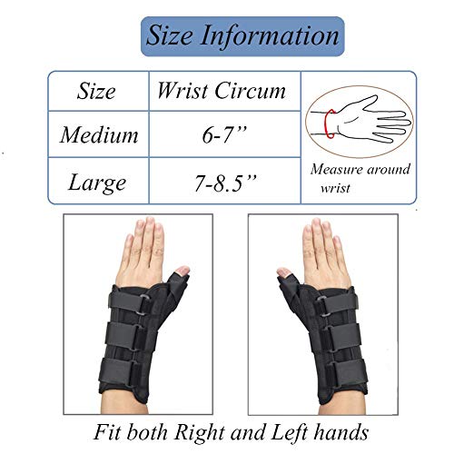 Thumb & Wrist Spica Splint, Adjustable Supportive Wrist Braces for Arthritis, Carpal Tunnel, Soft Tissue Injuries & Trigger Thumb Immobilizer Medium-Left