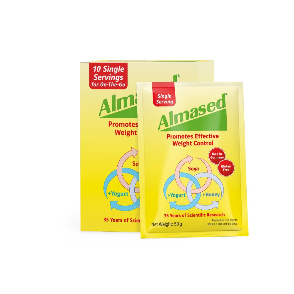 Almased Single Servings Meal Replacement Shake - Protein Powder for Weight Loss, 10 x 50 g