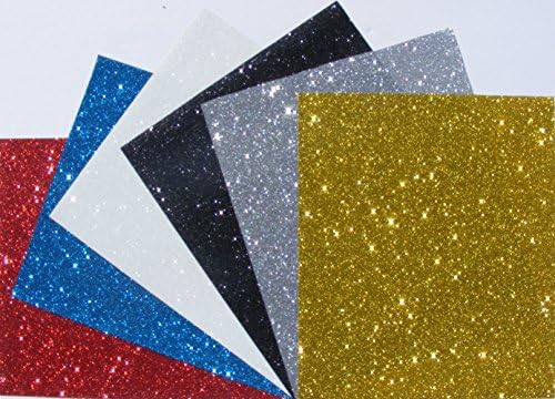 Qbc Craft Glitter Heat Transfer Vinyl HTV 6 Sheets Iron On multi pack T Shirt Vinyl for Cricut Silhouette Cameo (RBSGAP)