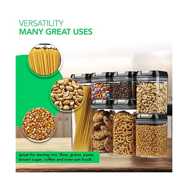 AS-Kitchen-7-Piece-Food-Storage-Container-Set-Airtight-Stackable-Kitchen-Storage-Solutions-for-Kitchen-Cupboards-and-Pantries-Clear-Plastic-Canister-with-Sealable-Lid-Free-Labels-and-Marker A&S Kitchen 7 Piece Food Storage Container Set - Airtight, Stackable Kitchen Storage Solutions for Kitchen Cupboards and Pantries - Clear Plastic Canister with Sealable Lid - Free Labels and Marker