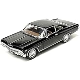 1965 Chev Impala SS 396 Black with Brown Interior NEX Models 1/24 Diecast Model Car by Welly 22417BKB