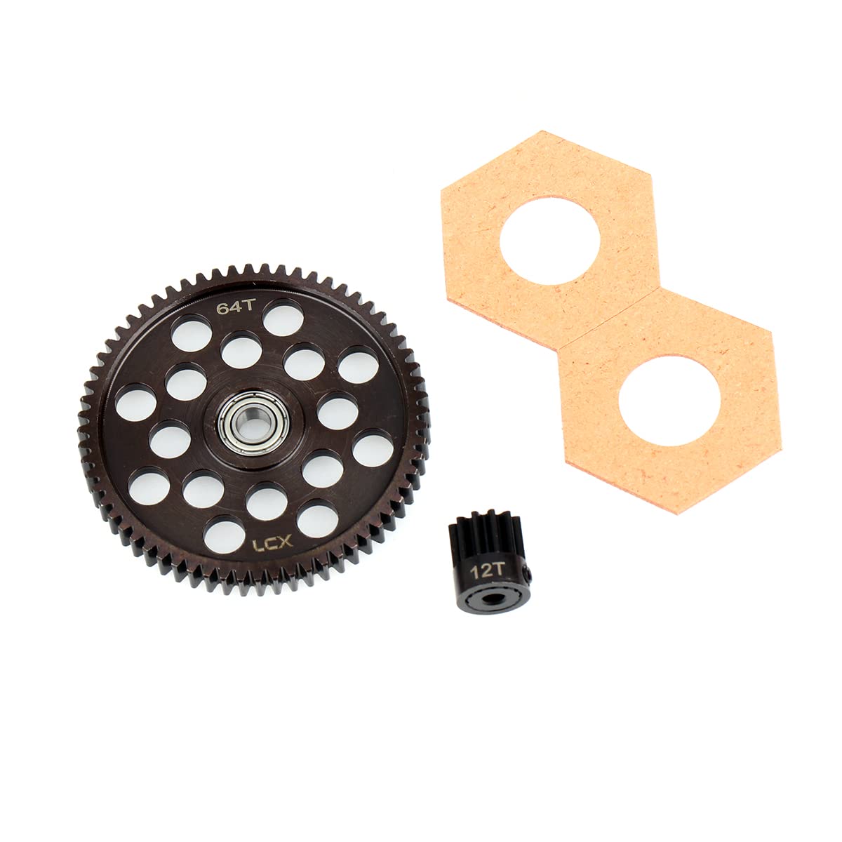 LCX Racing 1/10th RC Crawler Car Hardened Steel 32P 64T Spur Gear w/ 12T Pinion Gear for Axial RR10 Bomber 90048 Yeti, Upgrades Parts Accessories