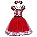 IBTOM CASTLE Baby Girls' Polka Dots Christmas Birthday Princess Leotard Party Cosplay Pageant Fancy Costume Tutu Dress Up Bows Ears Headband Red+ 3D Ears 2-3 Years