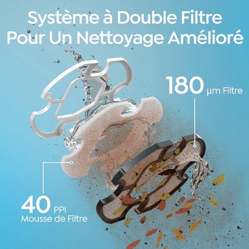 BRINBO 2026 S2 Robot Piscine, Aspirateur sans Fil, Filtration Double, Double Moteur, 90min Nettoyage, Stationnement Auto, Idéal pour Piscines à Fond Peu Profond(Noir foncé)