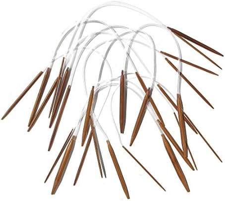 Set 13 Pairs Circular 16'' (40cm) Carbonized Bamboo Knitting Needles 2mm - 8mm