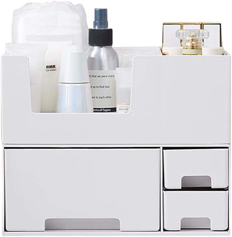ジンニュウ メイクボックス コスメボックス 化粧品収納ボックス 収納ボックス 卓上収納 テーブル収納 多機能収納ケース 便利グッズ 大容量 おしゃれ ホワイト F