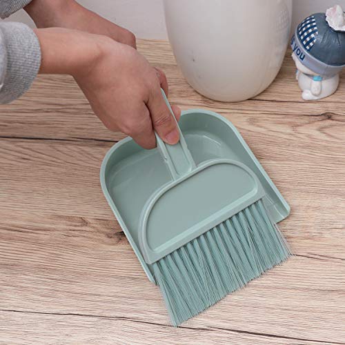 Toyvian Whisk Brush Durable Lightweight Smooth Mini Broom and Dustpan Set for Home Desktop Pets Nest Cage Cleaning Brush for Indoor and Outdoor Use (Blue)