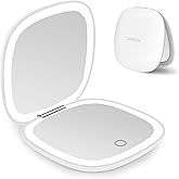 deweisn Compact Mirror, Lighted Travel Makeup Mirror with 1X/10X Magnifying Double Sided Dimmable Portable Pocket for Handbag and Pocket, USB Charging(White)