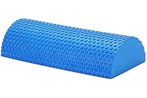 Half Foam Roller for Back and Muscle, Blue EVA Foam Roller with Flat & Round Sides for Stability and Tissue Massage, 30cm Yog