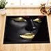 LB African Woman Rugs, Custom 3D Digital Printing Sexy Black Girl Gold Lip African American Floor Mat 16 x 24 Inches Non-Slip Bath Mat