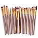 Kolight20 Pcs Pro Makeup Set Powder Foundation Eyeshadow Eyeliner Lip Cosmetic Brushes (Brown+Gold) primary