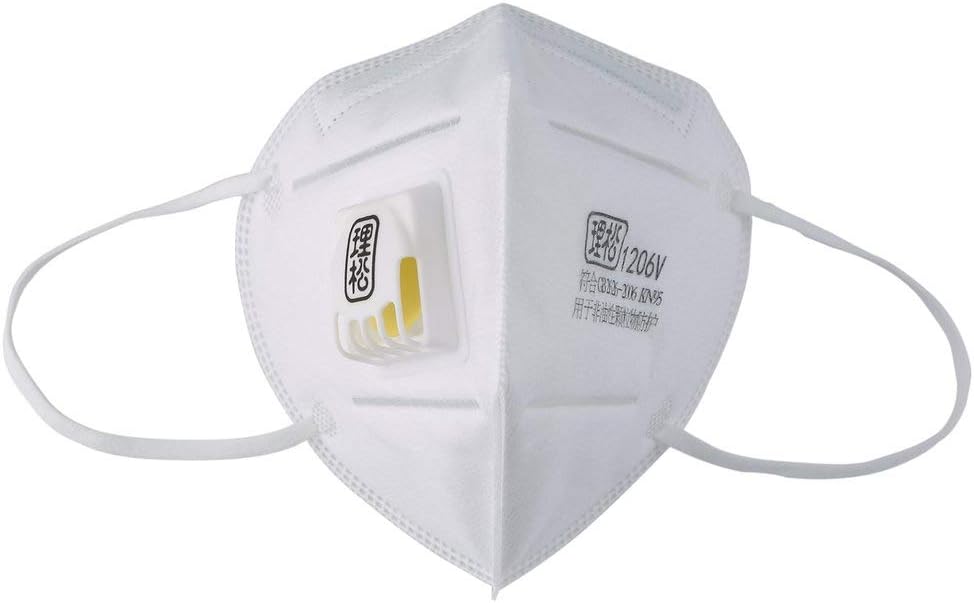 RoxTop Mask KN95 Face Mask FFP3 Grade Breathing Valve Masks with Head Strap Perfect for Outdoor Construction and Daily Use(White)(4PCS)