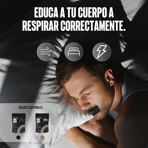 Sleep Ritual Mouth Tape. 60 Cintas Bucales. Tiras Bucales Hipoalergenicas que permiten el paso parcial del aire, guiando al Cuerpo hacia una Respiración Nasal (Negro)