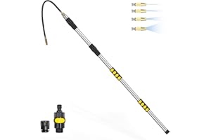 SISUPASSIE Gutter Cleaning Tools, 20FT Reach Telescopic Gutter Cleaning Tools from Ground, Rain Gutter Cleaners Tool with Quick Connect Adapter and Bendable Gutter Wand