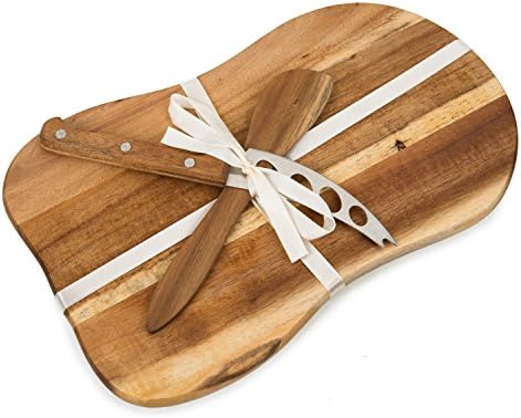 Cheese Board Gift Set, Acacia Wood Platter Tray with Cheese Tool &amp; Knife [11" x 7"]