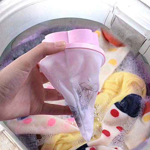 Washing Machine Filter Bag,Mesh Bag Hair Filter Net,Reusable Washing Machine Filter,Portable Hair Catcher Hair Removal Laundry Ball for Washing Machine Blue Pink (2pcs Pink) - Thumbnail 4