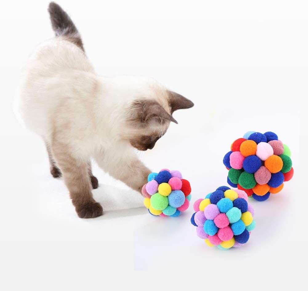 Etophigh Pet Cat Toy Cats Colorful Elastic Ball for Indoor Outdoor Kitten Training Exercise Ball