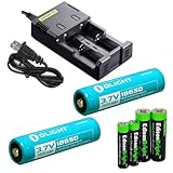 Nitecore Sysmax I2 Intellicharge universal battery charger, Two Olight 2600mAh Protected 18650 Rechargeable Li-ion Batteries with EdisonBright AA/AAA alkaline battery sampler pack