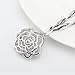 LATIBELL “Lovesickness” Rose Flower White Gold Pendant Necklace Austrian Crystal Sweater Woolen Rope Chain for Women,32’’