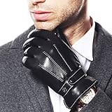 Men's Classic Touchscreen Texting Nappa Leather Winter Motorcycle Driving Gloves