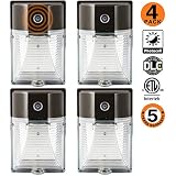 4 Pack 26W 3000lm LED Wall Pack Light (PHOTOCELL Included),120-277V 5000K Daylight DLC cETLus-Listed Dusk to Dawn 150-250W MH/HPS Replacement, Outdoor/Entrance Security Light (5000K) 4 Pack