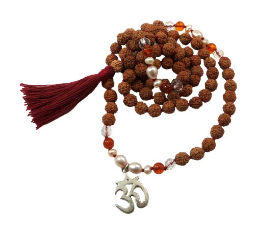 Om Shanti Rudraksha Mala with Om Symbol Pendant