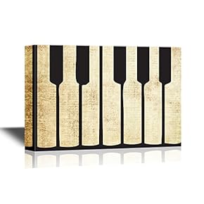 Canvas Wall Art - Vintage Piano Keyboard with Black and White Keys - Gallery Wrap Modern Home Art | Ready to Hang - 12x18 inches