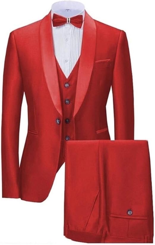 Amazon Co Jp Rdbh メンズスーツ3ピースフォーマルビジネスブレザータキシードショールラペルのために結婚式の新郎マン ジャケット ベスト パンツ Color 赤 Size M ホーム キッチン