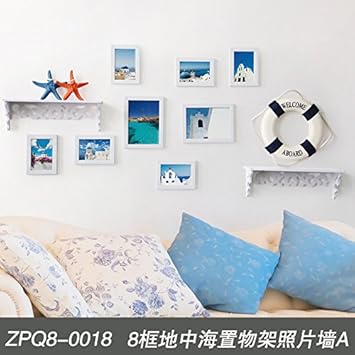 Bilderrahmen Foto Wand Dekoration Kreative Bilderrahmen Wohnwand Wohnzimmer Sofa Hintergrund Euro Mediterranean Blue 8 Box Eingebauten Regal Amazon De Kuche Haushalt