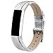 Vancle Fitbit Alta (HR) Band / Fitbit Alta HR 2017 Leather Wristband Adjustable Replacement Accessories Strap with Buckle for Fit bit Alta (Silver)
