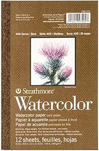 Strathmore Aquarellblock Serie 400 – 14x21,6 Cm, 12 Blatt, Kaltgepresst, 300 G/m², Weiß