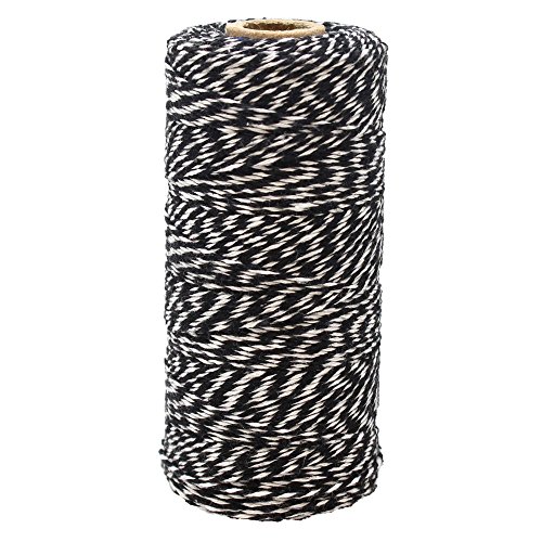 Just Artifacts ECO Bakers Twine 240yd 4Ply Striped Black - Decorative Bakers Twine for DIY Crafts and Gift Wrapping
