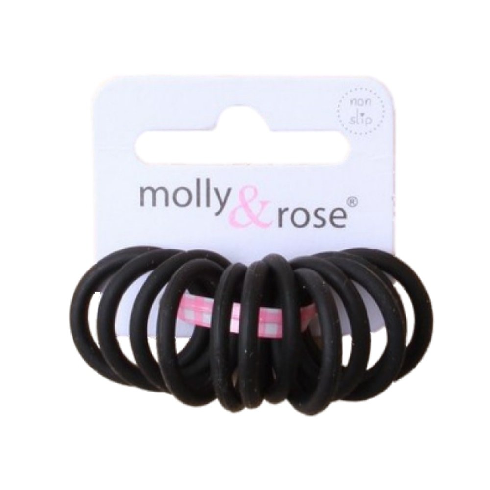 Set of 12 Black Mini Silicone Non Slip Hair Elastics Bobbles Bands