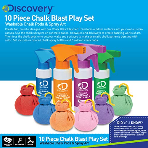 Discovery Kids 10-Piece Chalk Blast Play Set with Washable Chalk Pods & Spray Art - //coolthings.us