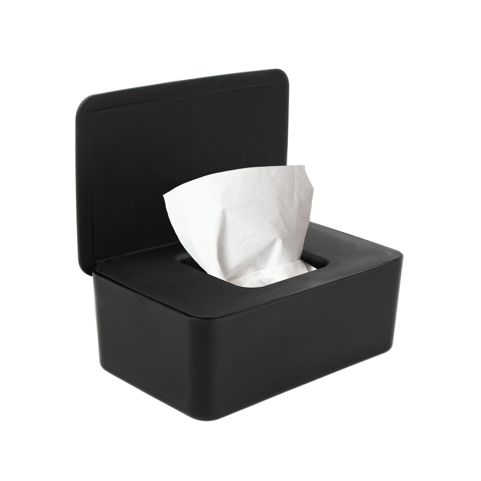 Toilet Wet Wipes Storage Box Small, Tissue Dispenser with Lid Toilet, Baby Wipes Dispenser Toilet Dry Wet Case, Seal Reusable Dustproof Tissue Dispenser Container for Car Office Home Black