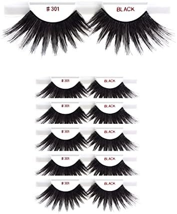 6Packs Eyelashes - #301 Christina 100 Human Hair Fake Eyelashes