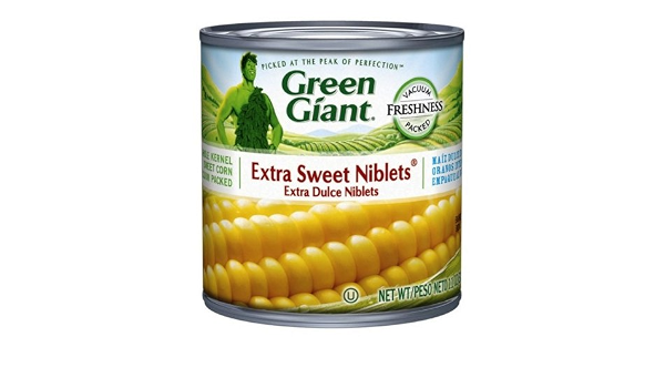 Green giant Extra sweet niblets Golden whole kernel corn, Water salt. (020000108216)