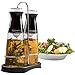 CucinaPro Olive Oil and Vinegar Infuser Bottle Dispenser Set of 2- Glass Dual Cruet Set (10 oz) w Built In Filter for Infusion and Clean Pouring- Storage Rack and Olive Oil/Vinegar Recipes Included