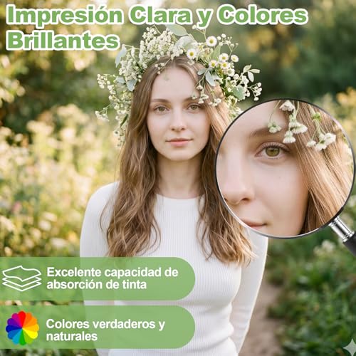 OFICHIDO - (100 Hojas) Papel Fotográfico Adhesivo Glossy 135 Gramos - tas A4 Y Brillante+tijera