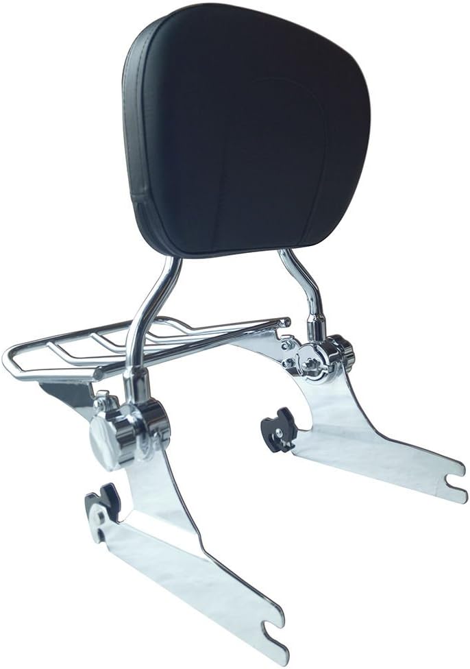 GLAD CRE8 Chrome Adjustable Detachable Passenger Backrest Sissy Bar with Luggage Rack for 2006-UP 200mm rear tire Harley Davidson Softail Model