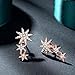 Presentski 3 Star Climber Stud Earrings 925 Sterling Silver 14K Rose Gold Starburst Crawler Dangling Earrings Mothers Day Gift for Women