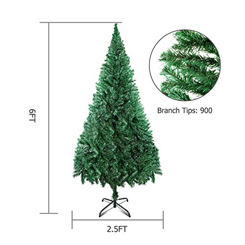 LEHOM Christmas Trees Unlit Artificial 6 Feet Premium Hinged Spruce Full Tree with Solid Metal Stand (900 Tips) - Thumbnail 4