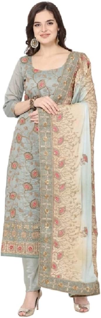 STELLACOUTURE Women's Heavy handworked and Embroidered Straight Plus Size Salwar Kameez for Women 1