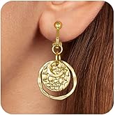 Awinesn Clip on Earrings for Women 14K Gold/Sterling Silver Plated Disc Earrings for Women Circle Drop Dangle Earrings Jewelry Hypoallergenic Hammered Non Pierced Earring Jewelry Gifts Wedding Party
