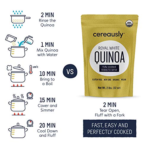 CEREAUSLY Fully Cooked Organic White Quinoa | 2 Lb | Ready to Eat | Royal Bolivian | Non-GMO | Gluten-Free | Vegan - Thumbnail 6