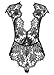 AvaLolita Women's Lingerie Floral Lace Bodysuit Deep V Babydoll L Black