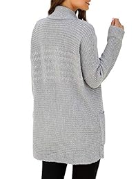 ACKKIA Women's Shawl Collar Open Front Cardigan Pocket Rib Knit Sweater Coat