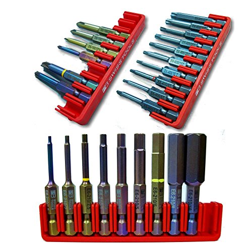 Click Here to See More Images 3 Bits Sets 25 pcs Slotted, Phillips, Torx, Metric Hex - Swiss Made